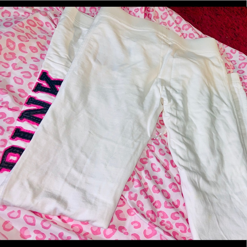 White PINK Flare Leg Sweatpants *sz s*